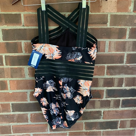 Hilor Floral Front Crossover One Piece Swimsuit Women’s Small 4-6 NEW - Picture 6 of 11